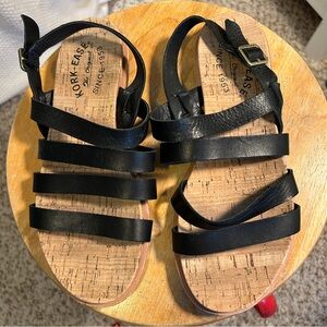 KORK-EASE Bethany Slingback Sandals Black Leather Strappy Women’s Size 7